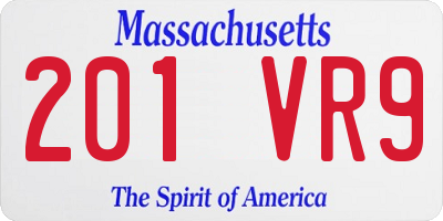 MA license plate 201VR9