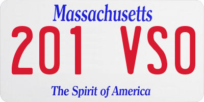 MA license plate 201VS0