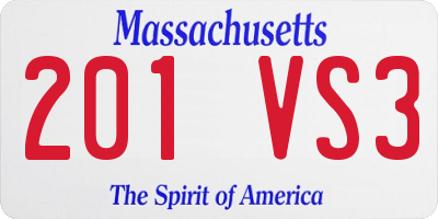 MA license plate 201VS3
