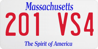 MA license plate 201VS4