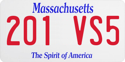 MA license plate 201VS5