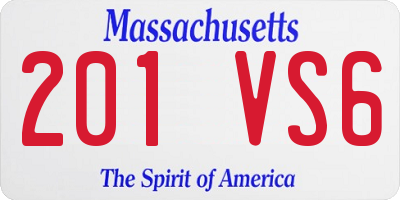 MA license plate 201VS6