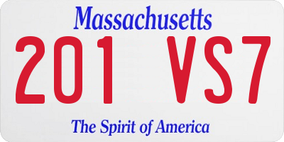 MA license plate 201VS7