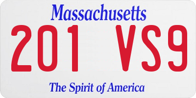 MA license plate 201VS9