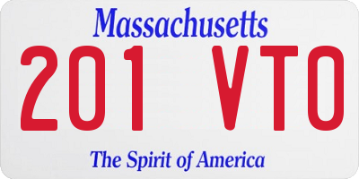 MA license plate 201VT0