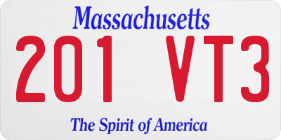 MA license plate 201VT3