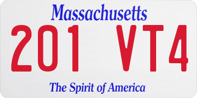 MA license plate 201VT4