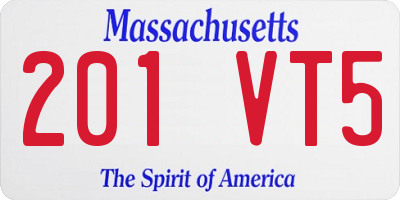 MA license plate 201VT5