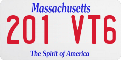 MA license plate 201VT6