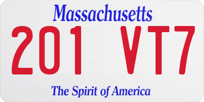 MA license plate 201VT7