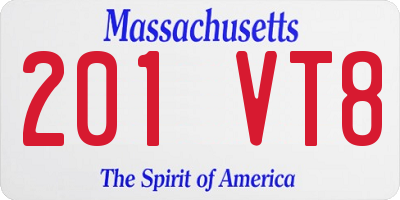 MA license plate 201VT8