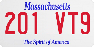 MA license plate 201VT9
