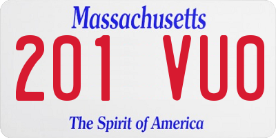 MA license plate 201VU0