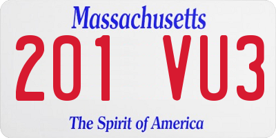 MA license plate 201VU3