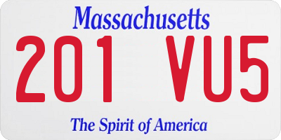 MA license plate 201VU5