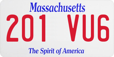 MA license plate 201VU6