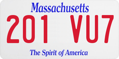 MA license plate 201VU7