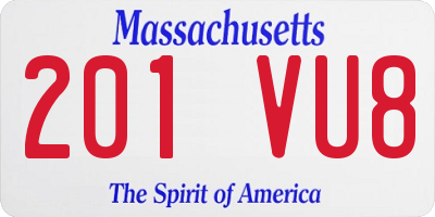 MA license plate 201VU8