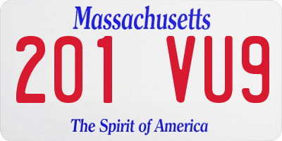 MA license plate 201VU9