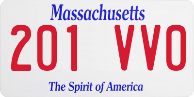 MA license plate 201VV0