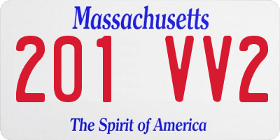 MA license plate 201VV2