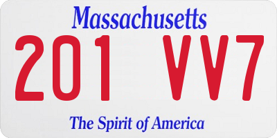 MA license plate 201VV7