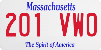 MA license plate 201VW0