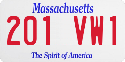 MA license plate 201VW1