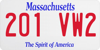 MA license plate 201VW2