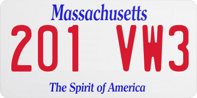 MA license plate 201VW3