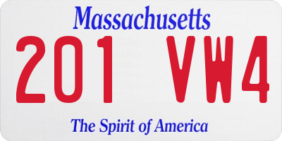 MA license plate 201VW4