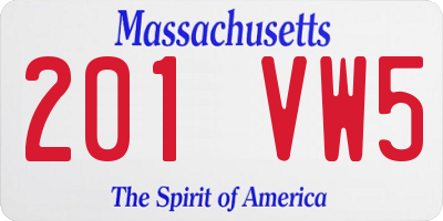 MA license plate 201VW5