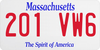MA license plate 201VW6