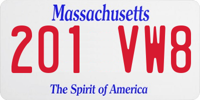 MA license plate 201VW8
