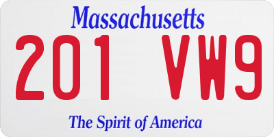 MA license plate 201VW9