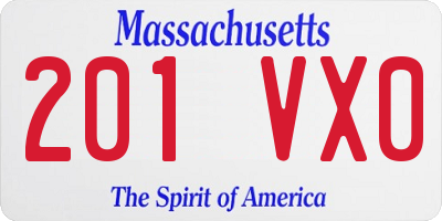 MA license plate 201VX0