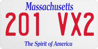 MA license plate 201VX2