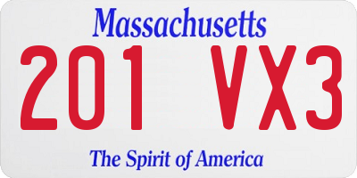 MA license plate 201VX3