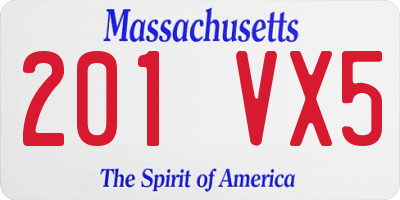 MA license plate 201VX5