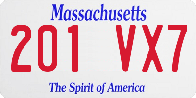 MA license plate 201VX7