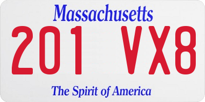 MA license plate 201VX8