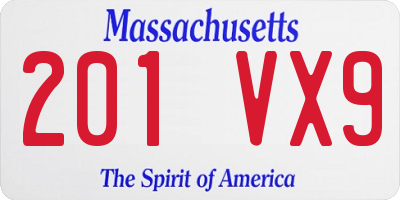 MA license plate 201VX9
