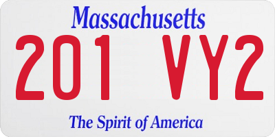 MA license plate 201VY2