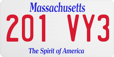 MA license plate 201VY3