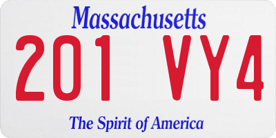 MA license plate 201VY4