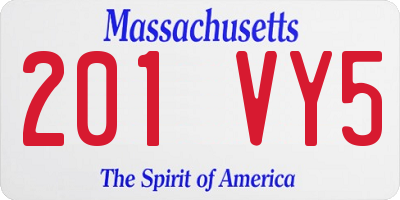 MA license plate 201VY5