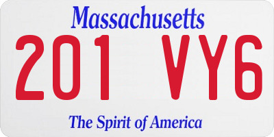 MA license plate 201VY6