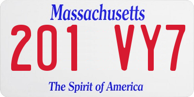 MA license plate 201VY7