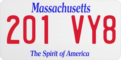 MA license plate 201VY8