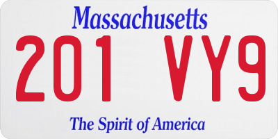 MA license plate 201VY9